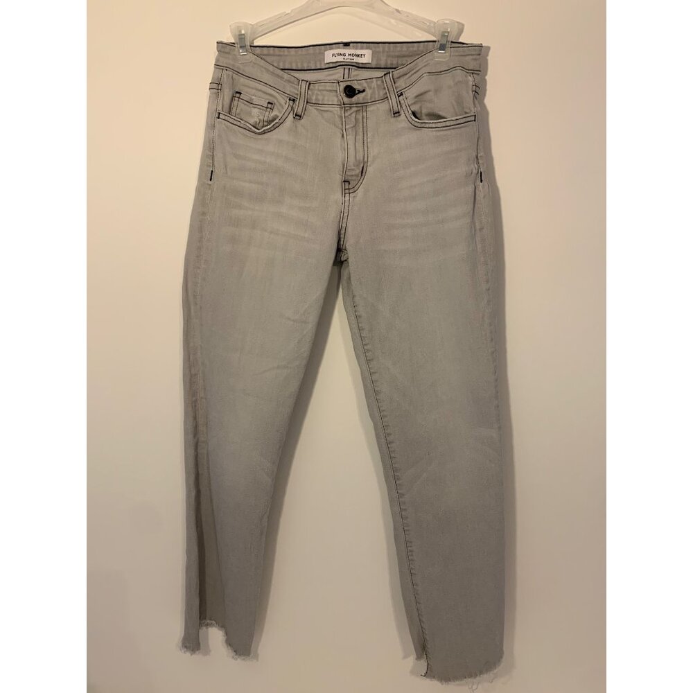 Flying Monkey Platinum Gray Distressed Hem Skinny Jeans‎ See Measurements